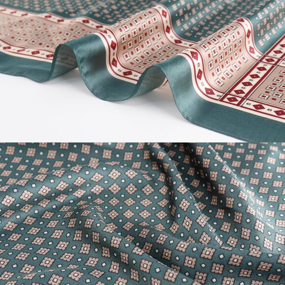 ⚡Men A-Grassgreen Necktie 27.5 Inches Cowboy Scarves Pocket Square Silk Bandanas - Picture 8 of 8